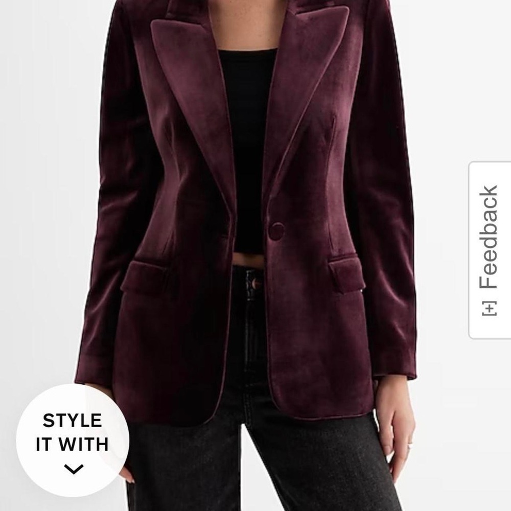 Ladies Express purple or plum velvet jacket blazer, size M, holiday party